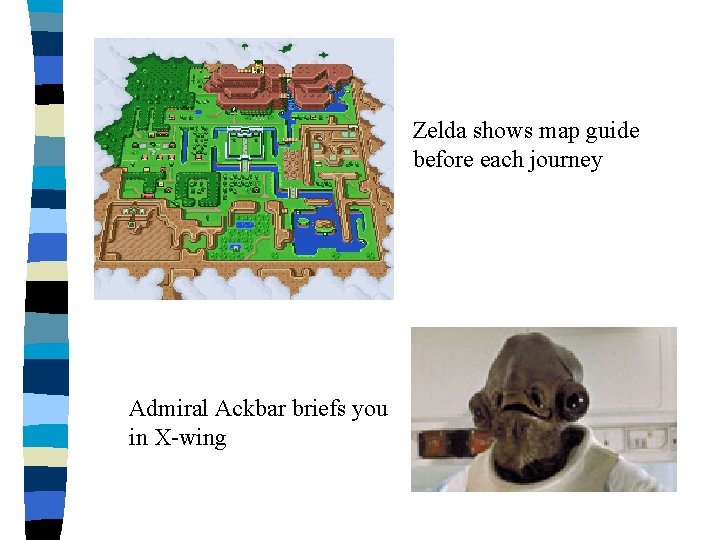 Zelda shows map guide before each journey Admiral Ackbar briefs you in X-wing 