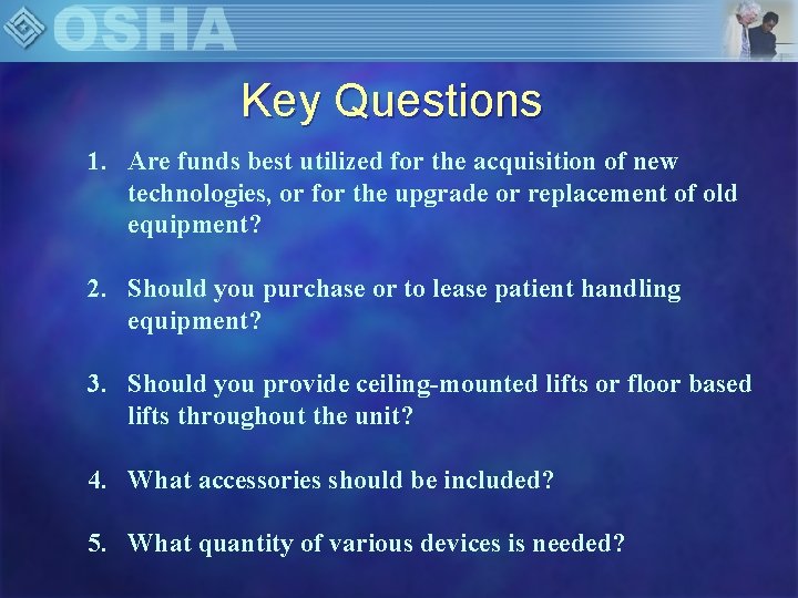 Key Questions 1. Are funds best utilized for the acquisition of new technologies, or