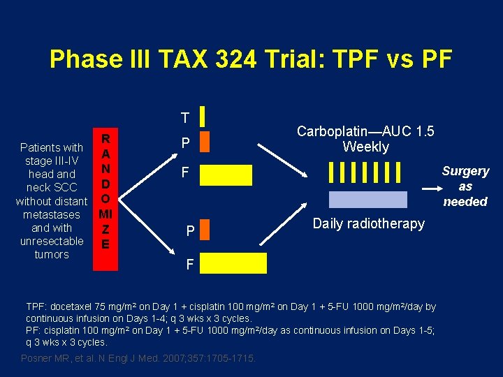 Phase III TAX 324 Trial: TPF vs PF T R Patients with A stage