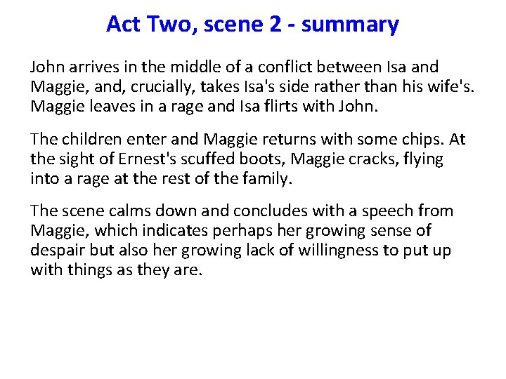 Act Two, scene 2 - summary John arrives in the middle of a conflict