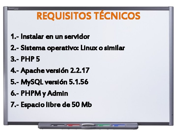 REQUISITOS TÉCNICOS 1. - Instalar en un servidor 2. - Sistema operativo: Linux o