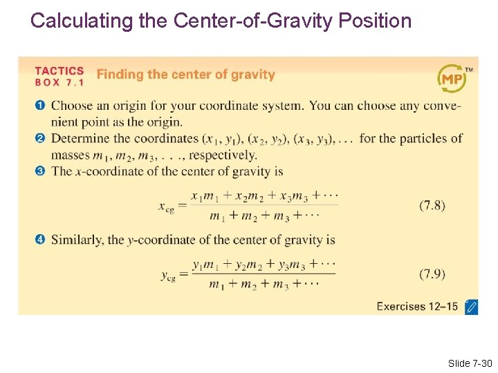 Calculating the Center-of-Gravity Position Slide 7 -30 