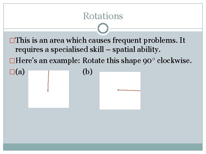 Rotations �This is an area which causes frequent problems. It requires a specialised skill