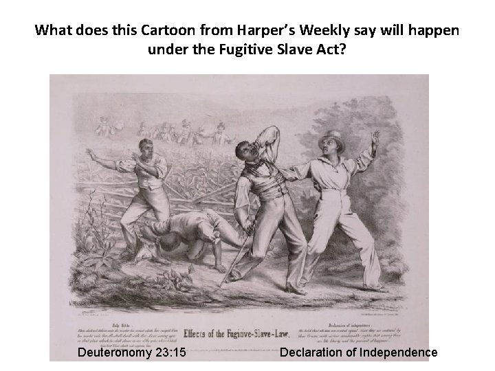 What does this Cartoon from Harper’s Weekly say will happen under the Fugitive Slave