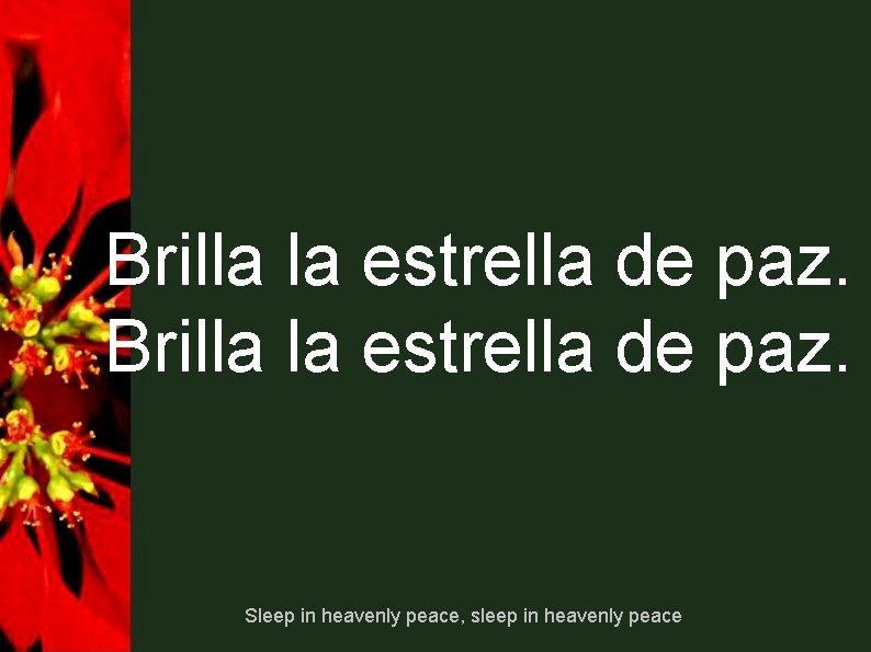 Brilla la estrella de paz. Sleep in heavenly peace, sleep in heavenly peace 