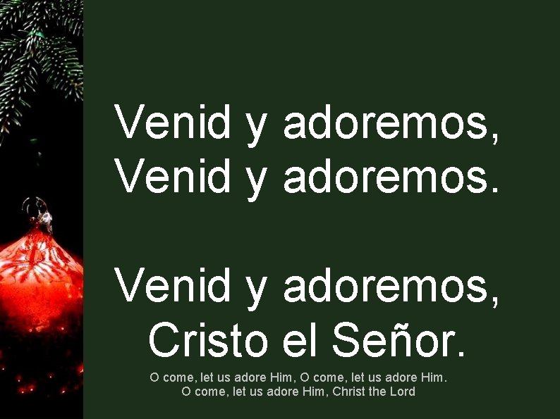 Venid y adoremos, Cristo el Señor. O come, let us adore Him, Christ the Venid y adoremos, Cristo el Señor. O come, let us adore Him, Christ the