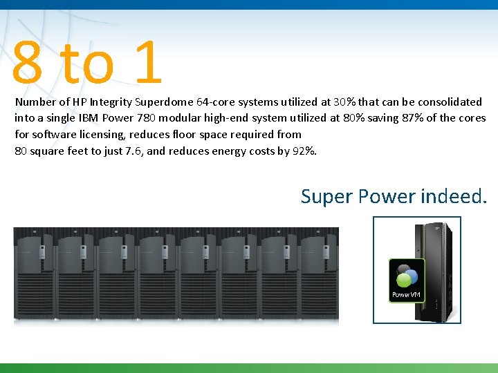 8 to 1 Number of HP Integrity Superdome 64 -core systems utilized at 30%