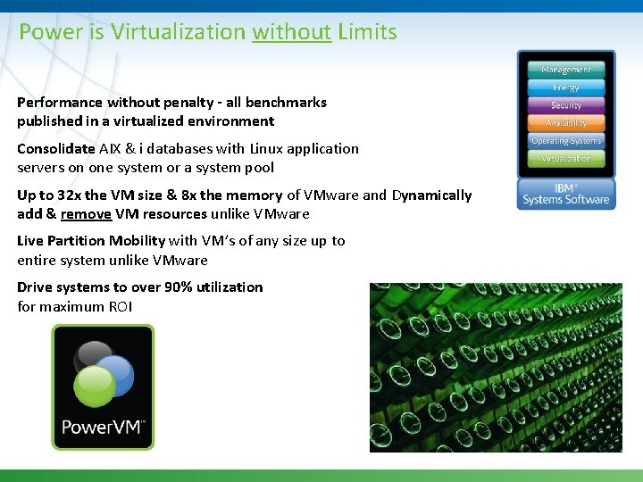 Power is Virtualization without Limits Performance without penalty - all benchmarks published in a