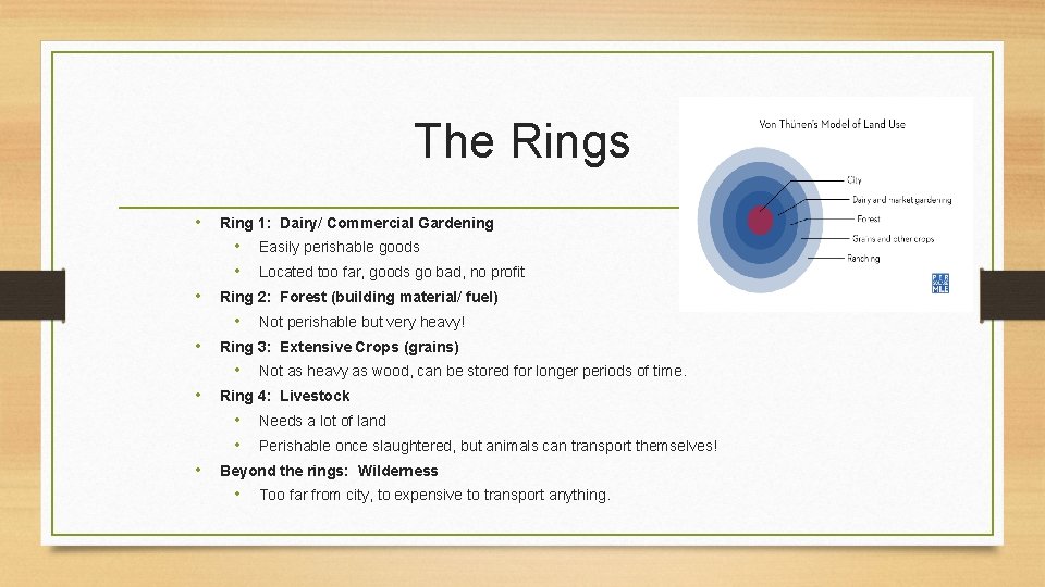 The Rings • Ring 1: Dairy/ Commercial Gardening • • • Not as heavy