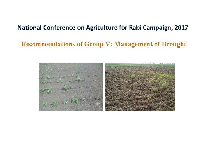 National Conference on Agriculture for Rabi Campaign, 2017 Recommendations of Group V: Management of