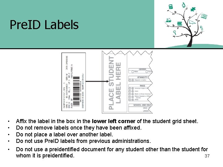 Pre. ID Labels • • • Affix the label in the box in the