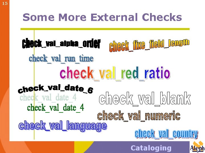 15 Some More External Checks Cataloging 