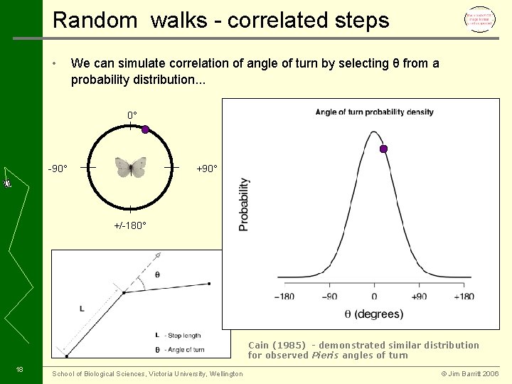 Random walks - correlated steps • We can simulate correlation of angle of turn