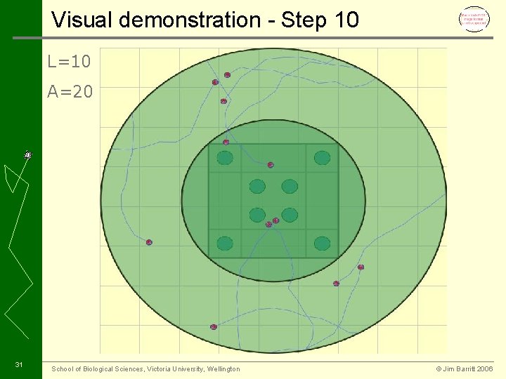 Visual demonstration - Step 10 L=10 A=20 31 School of Biological Sciences, Victoria University,