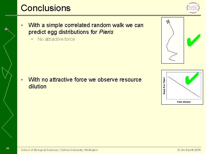 Conclusions • With a simple correlated random walk we can predict egg distributions for