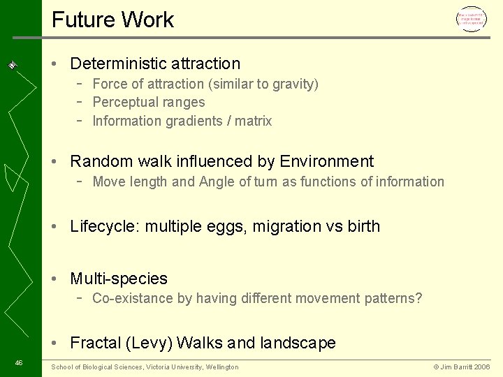 Future Work • Deterministic attraction - Force of attraction (similar to gravity) Perceptual ranges