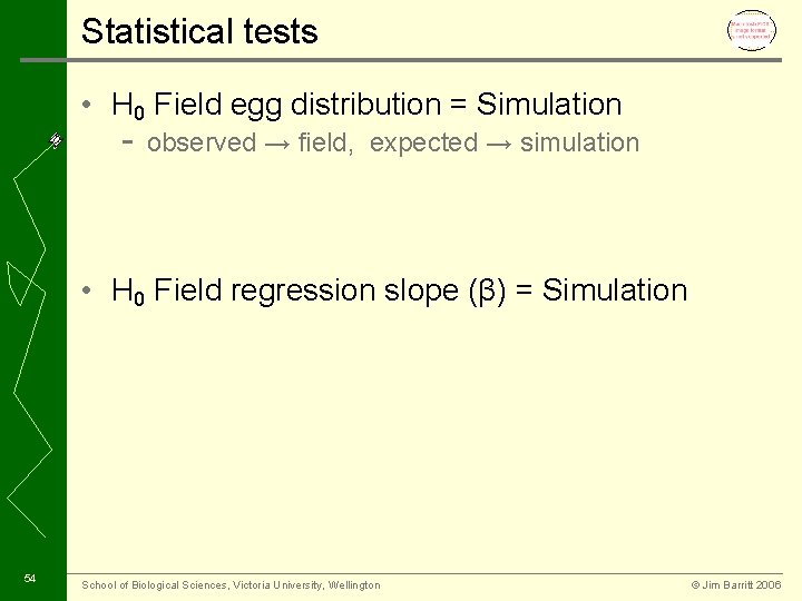 Statistical tests • H 0 Field egg distribution = Simulation - observed → field,