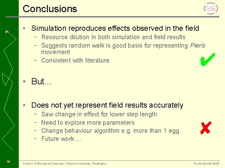 Conclusions • Simulation reproduces effects observed in the field - Resource dilution In both