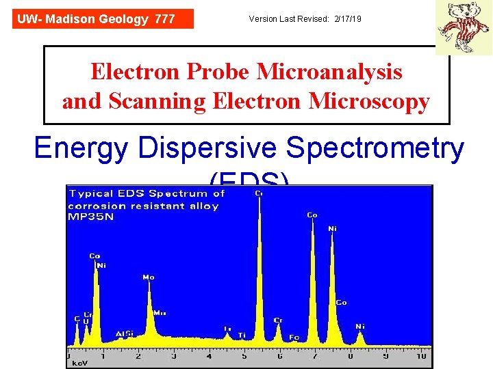 UW- Madison Geology 777 Version Last Revised: 2/17/19 Electron Probe Microanalysis and Scanning Electron