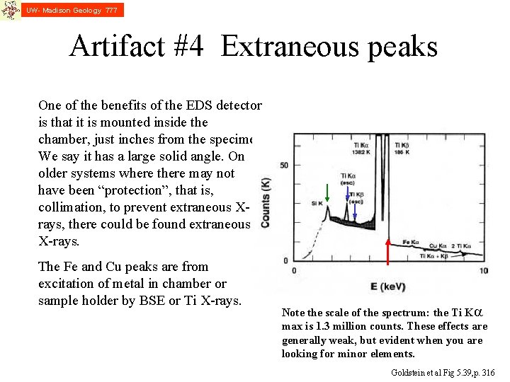 UW- Madison Geology 777 Artifact #4 Extraneous peaks One of the benefits of the