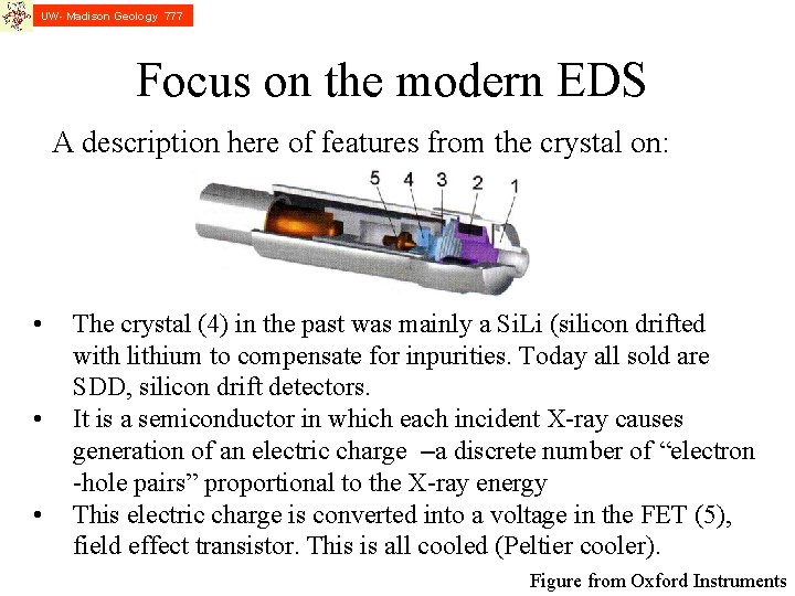 UW- Madison Geology 777 Focus on the modern EDS A description here of features