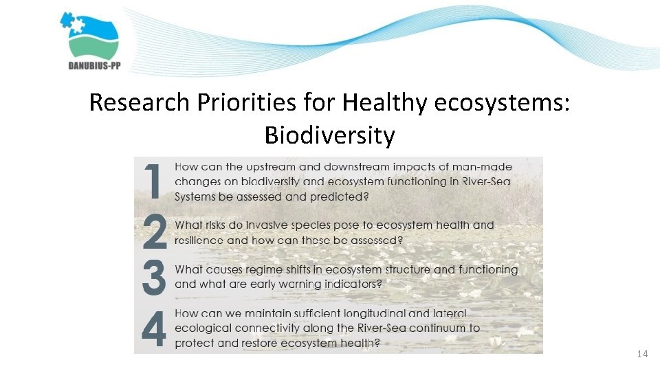 Research Priorities for Healthy ecosystems: Biodiversity 14 