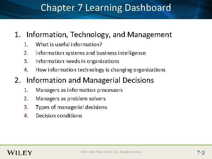 Chapter 7 Learning Place Slide Title Text Here Dashboard 1. Information, Technology, and Management