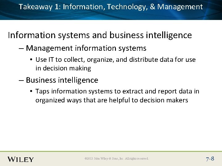 Takeaway Information, Technology, & Management Place Slide 1: Title Text Here Information systems and