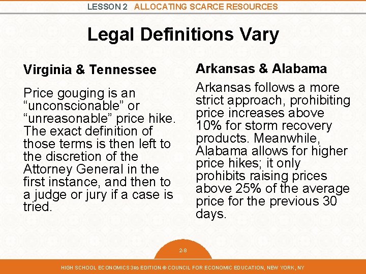 LESSON 2 ALLOCATING SCARCE RESOURCES Legal Definitions Vary Arkansas & Alabama Arkansas follows a LESSON 2 ALLOCATING SCARCE RESOURCES Legal Definitions Vary Arkansas & Alabama Arkansas follows a