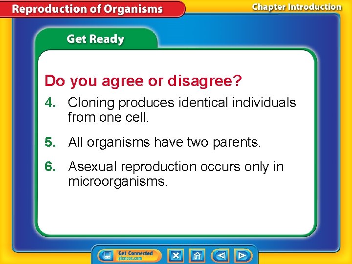 Do you agree or disagree? 4. Cloning produces identical individuals from one cell. 5. Do you agree or disagree? 4. Cloning produces identical individuals from one cell. 5.