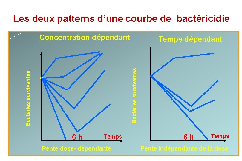 Les deux patterns d’une courbe de bactéricidie Concentration dépendant Bactéries survivantes Temps dépendant 6 Les deux patterns d’une courbe de bactéricidie Concentration dépendant Bactéries survivantes Temps dépendant 6
