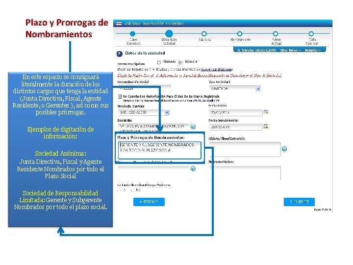 Plazo y Prorrogas de Nombramientos En este espacio se consignará literalmente la duración de