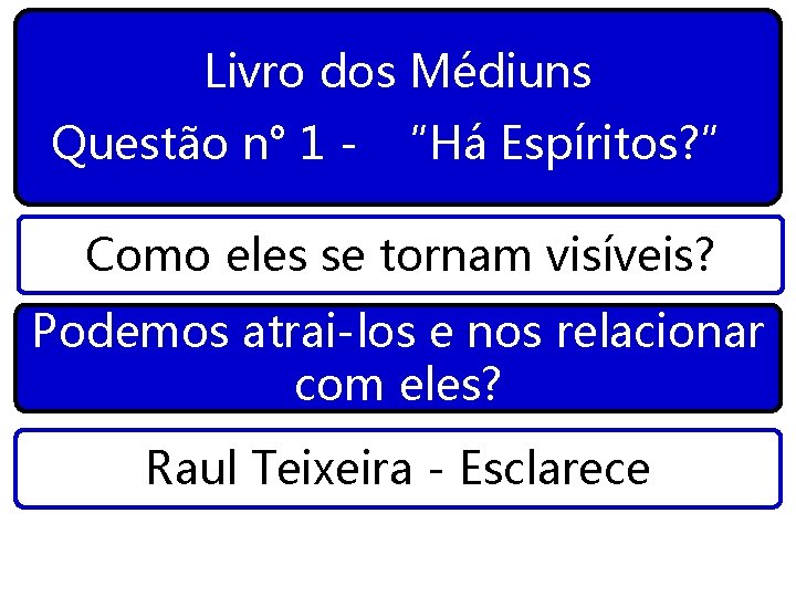 Livro dos Médiuns Questão n° 1 - “Há Espíritos? ” Como eles se tornam