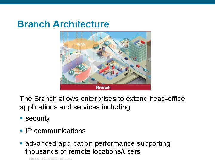 Branch Architecture The Branch allows enterprises to extend head-office applications and services including: §