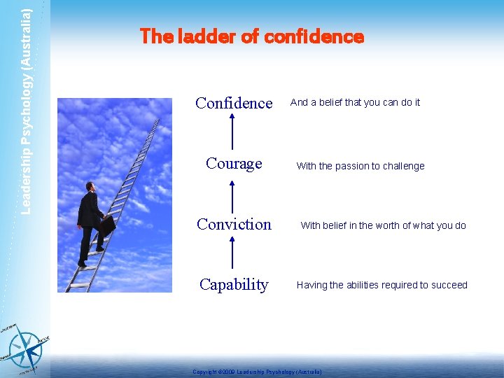Leadership Psychology (Australia) The ladder of confidence Courage And a belief that you can