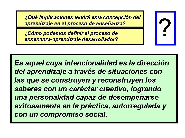 ¿Qué implicaciones tendrá esta concepción del aprendizaje en el proceso de enseñanza? ¿Cómo podemos ¿Qué implicaciones tendrá esta concepción del aprendizaje en el proceso de enseñanza? ¿Cómo podemos
