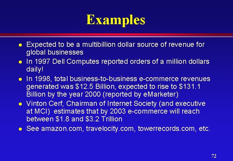 Examples l l l Expected to be a multibillion dollar source of revenue for