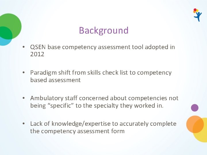 Background • QSEN base competency assessment tool adopted in 2012 • Paradigm shift from