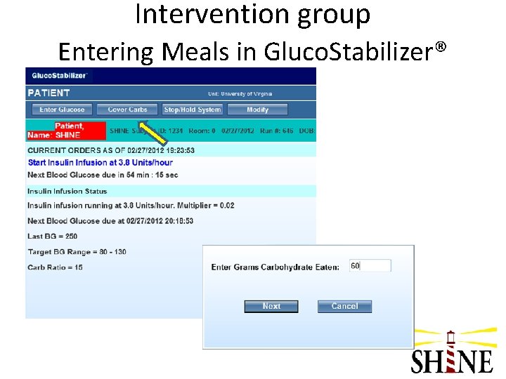 Intervention group Entering Meals in Gluco. Stabilizer® 