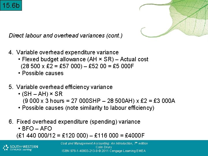 15. 6 b Direct labour and overhead variances (cont. ) 4. Variable overhead expenditure