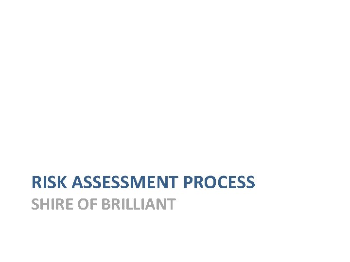 RISK ASSESSMENT PROCESS SHIRE OF BRILLIANT 