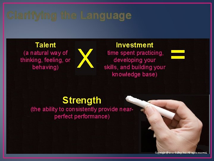 Clarifying the Language Talent (a natural way of thinking, feeling, or behaving) X Investment