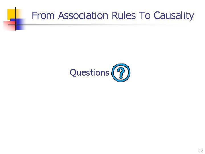 From Association Rules To Causality Questions 37 