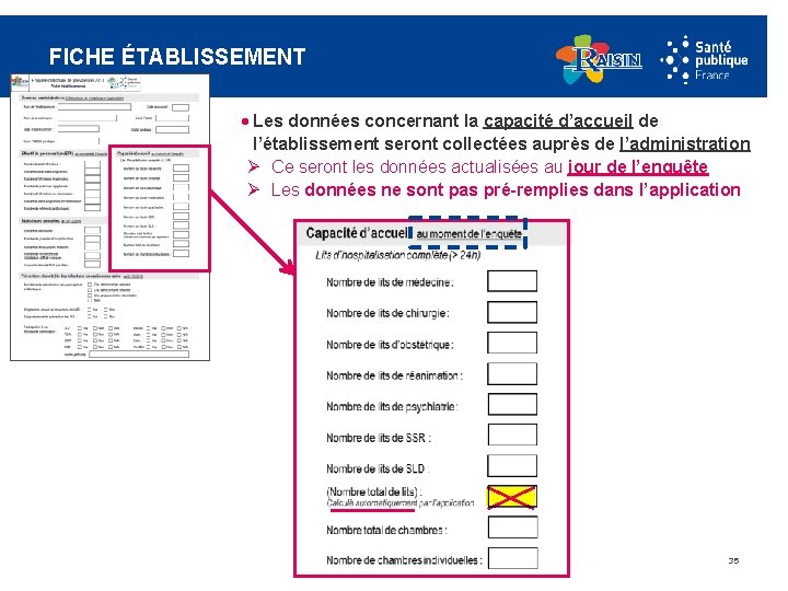 FICHE ÉTABLISSEMENT · Les données concernant la capacité d’accueil de l’établissement seront collectées auprès