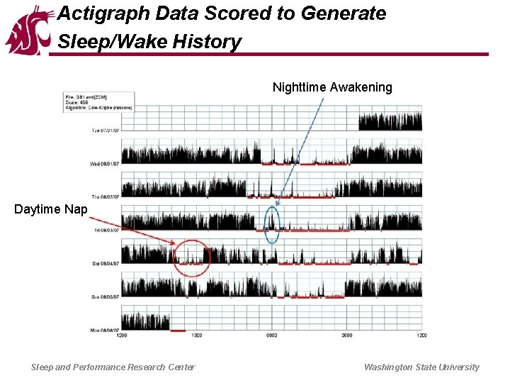 Actigraph Data Scored to Generate Sleep/Wake History Nighttime Awakening Daytime Nap Sleep and Performance