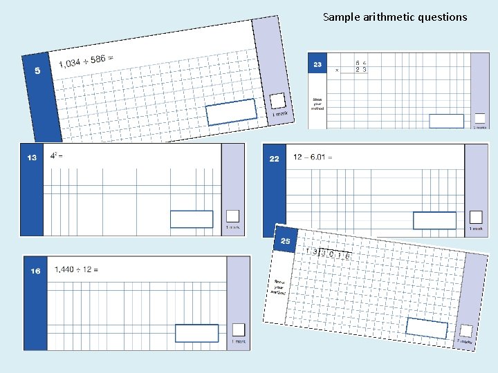 Sample arithmetic questions 