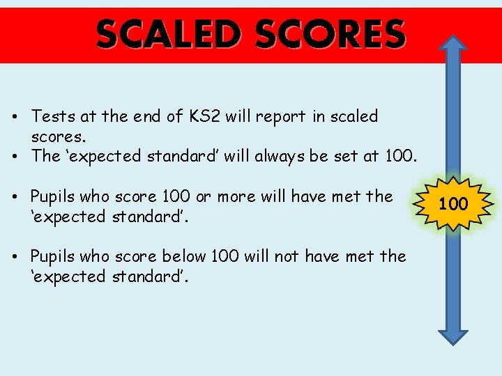 SCALED SCORES • Tests at the end of KS 2 will report in scaled