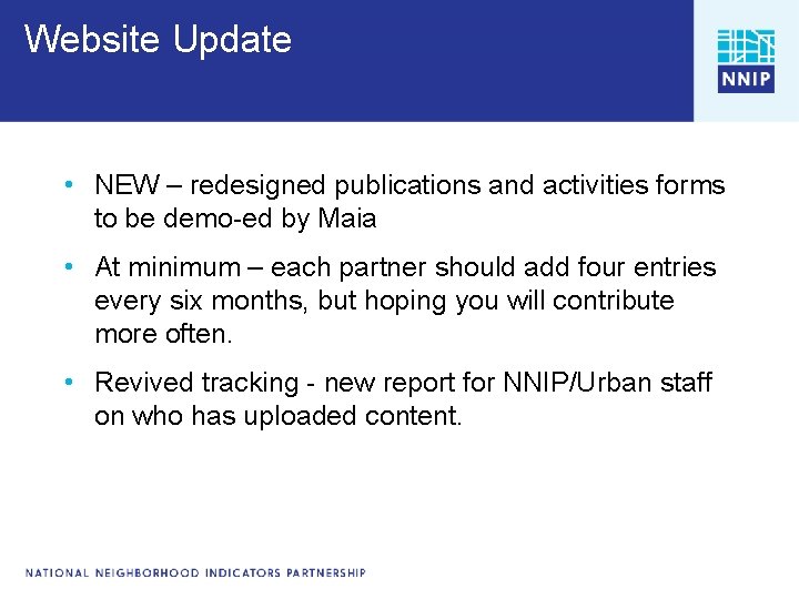 Website Update • NEW – redesigned publications and activities forms to be demo-ed by Website Update • NEW – redesigned publications and activities forms to be demo-ed by