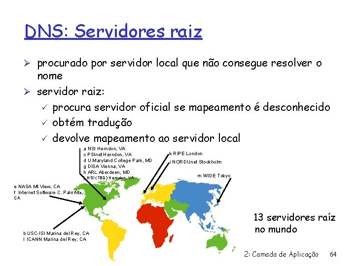 DNS: Servidores raiz Ø procurado por servidor local que não consegue resolver o nome