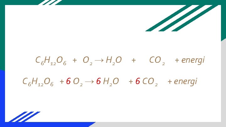 C 6 H 12 O 6 + O 2 → H 2 O C